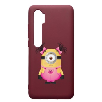 Husa Premium TPU compatibila cu Xioami Mi Note 10, Minion Girl, cu interiorul din material textil, protectie camera, Burgundy, PBR213 Husa Premium TPU compatibila cu Xioami Mi Note 10, Minion Girl, cu interiorul din material textil, protectie camera, Burgundy, PBR213