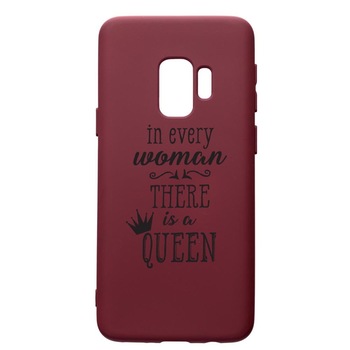 Husa Premium TPU compatibila cu Samsung Galaxy S9, Woman, Queen, cu interiorul din material textil, protectie camera, Burgundy, PBR227 Husa Premium TPU compatibila cu Samsung Galaxy S9, Woman, Queen, cu interiorul din material textil, protectie camera, Burgundy, PBR227
