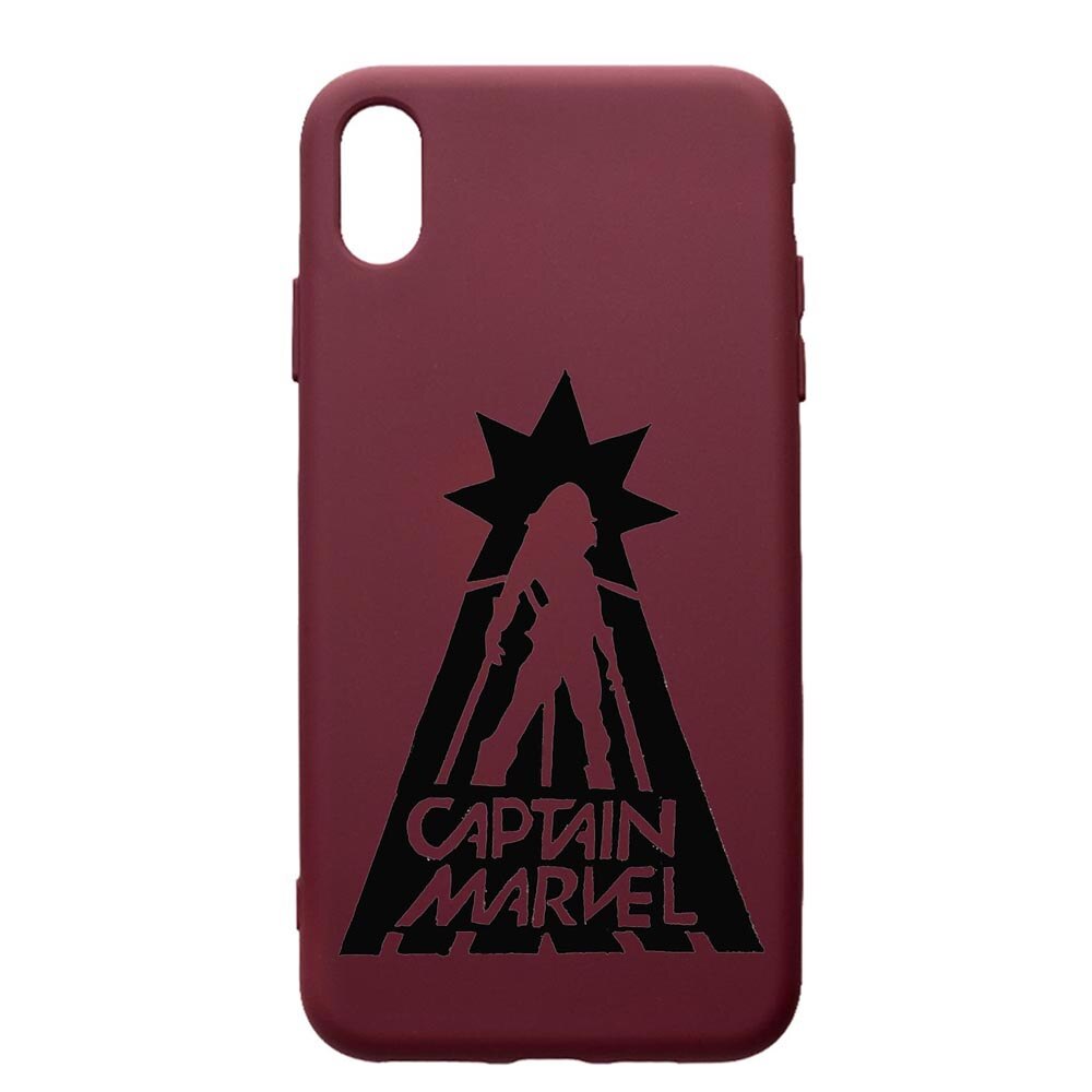 Husa Premium TPU compatibila cu Apple iPhone XS Max, Captain Marvel, cu interiorul din material textil, protectie camera, Burgundy, PBR239