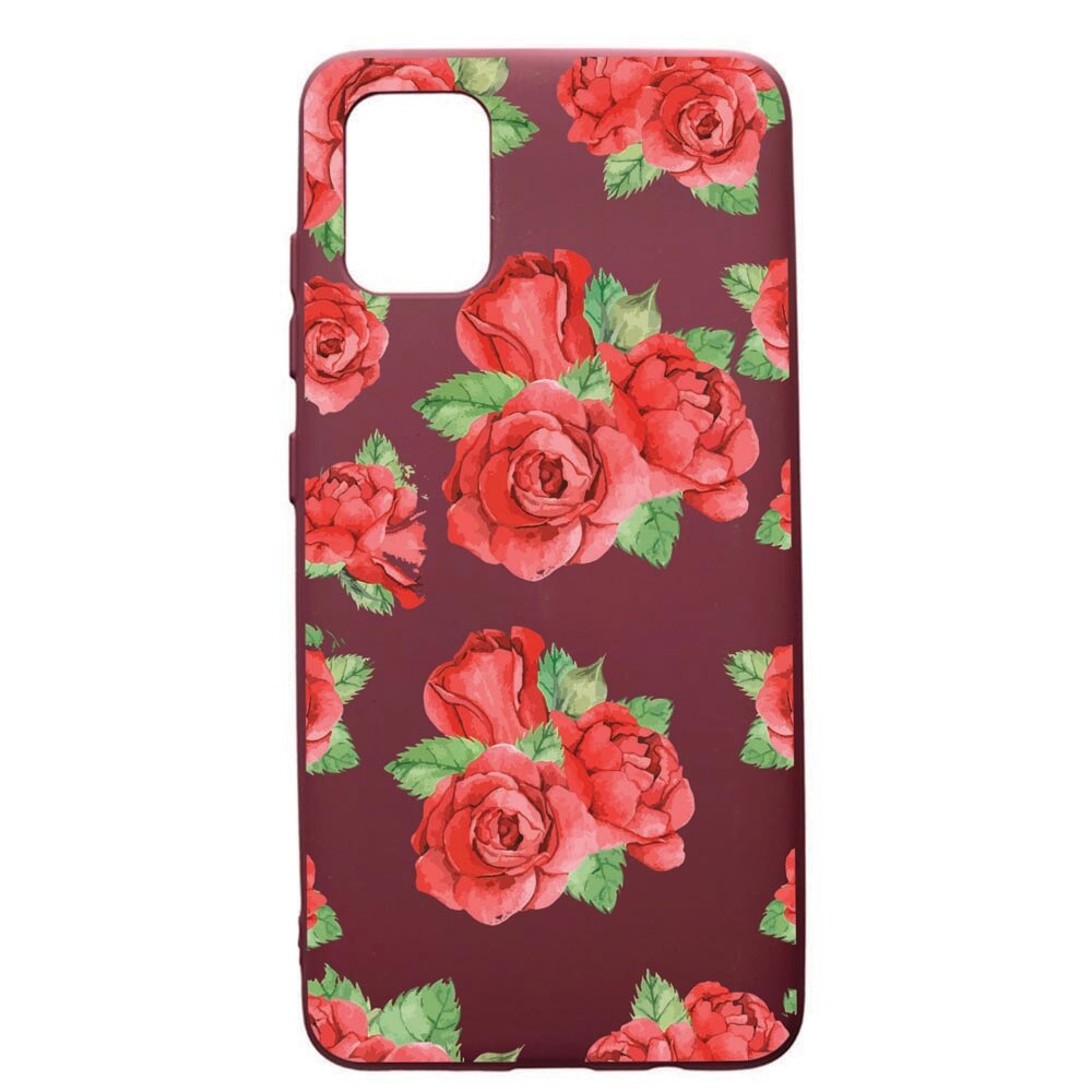 Husa Premium TPU compatibila cu Samsung Galaxy A51, Rose, cu interiorul din material textil, protectie camera, Burgundy, PBR97