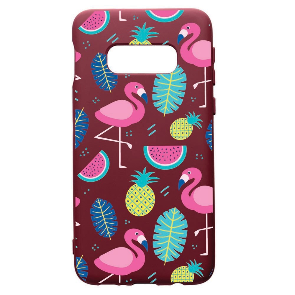 Husa Premium TPU compatibila cu Samsung Galaxy S10E, Flamingo, cu interiorul din material textil, protectie camera, Burgundy, PBR91