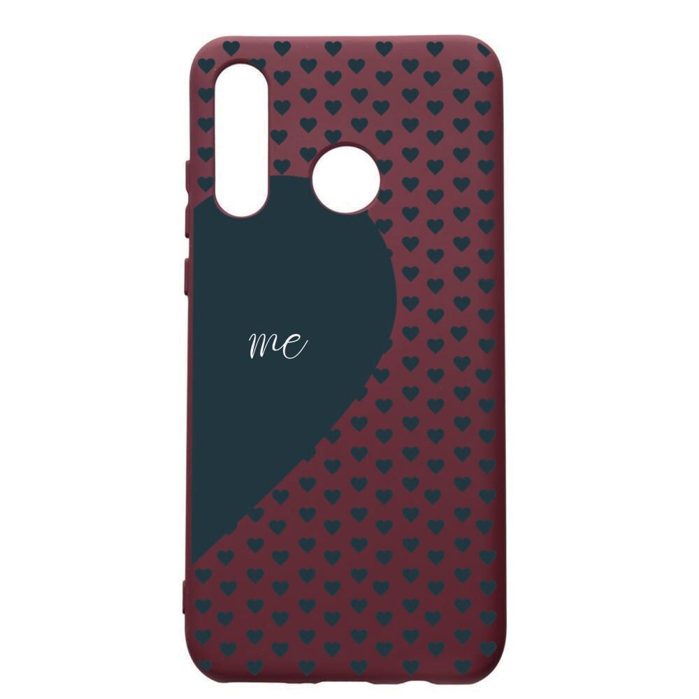 Husa Premium TPU compatibila cu Huawei P30 Lite, Love Me, cu interiorul din material textil, protectie camera, Burgundy, PBR100