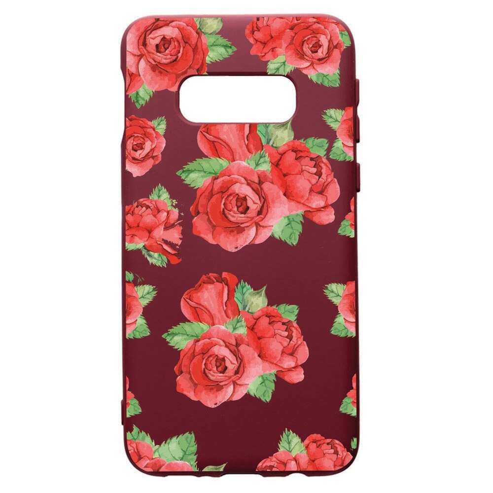 Husa Premium TPU compatibila cu Samsung Galaxy S10E, Rose, cu interiorul din material textil, protectie camera, Burgundy, PBR97