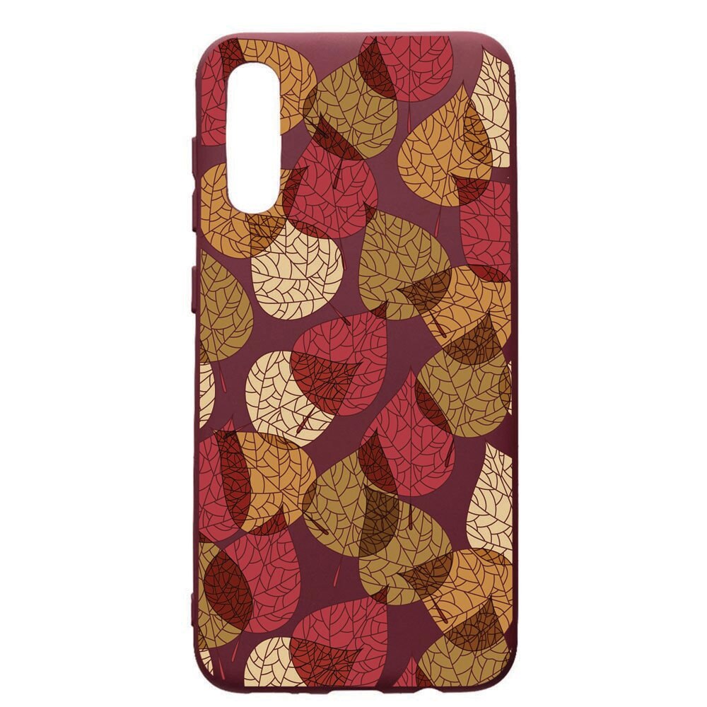 Husa Premium TPU compatibila cu Huawei Y6 2019, Feathers, cu interiorul din material textil, protectie camera, Burgundy, PBR98