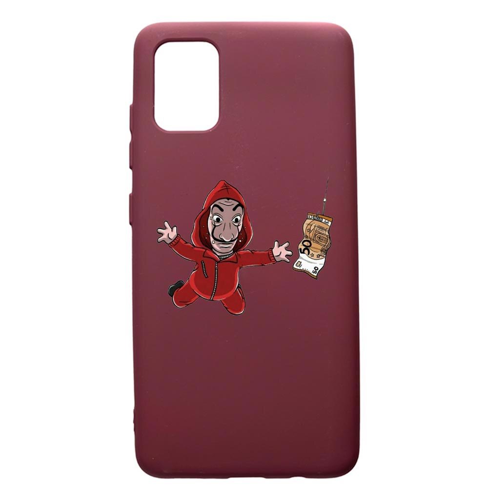 Husa Premium TPU compatibila cu Samsung Galaxy S20 Plus, La Casa De Papel, cu interiorul din material textil, protectie camera, Burgundy, PBR294