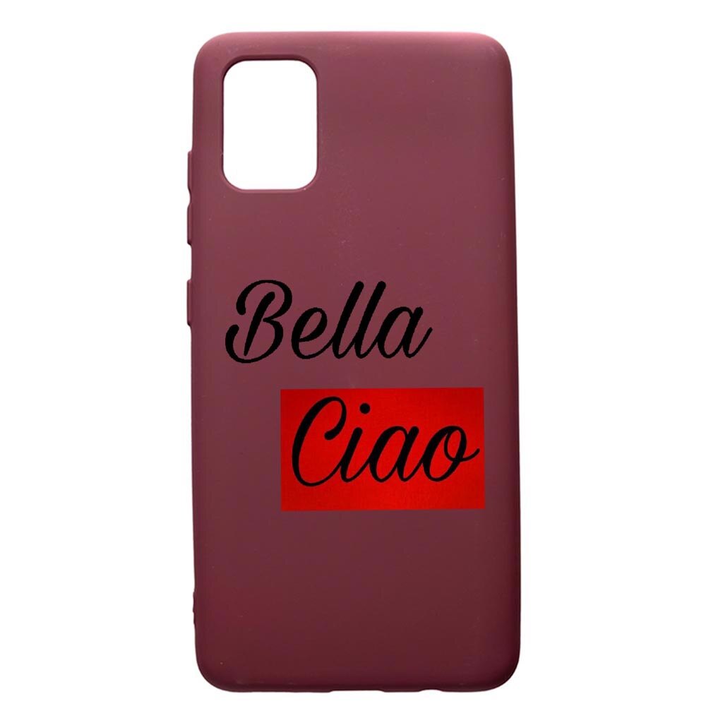 Husa Premium TPU compatibila cu Samsung Galaxy S20 Plus, La Casa De Papel Ciao Bella, cu interiorul din material textil, protectie camera, Burgundy, PBR293