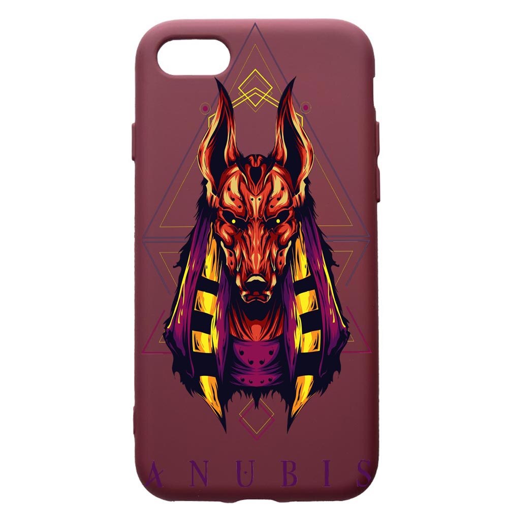 Husa Premium TPU compatibila cu Apple iPhone SE 2 / iPhone 8 / iPhone 7, Anubis, cu interiorul din material textil, protectie camera, Burgundy, PBR286