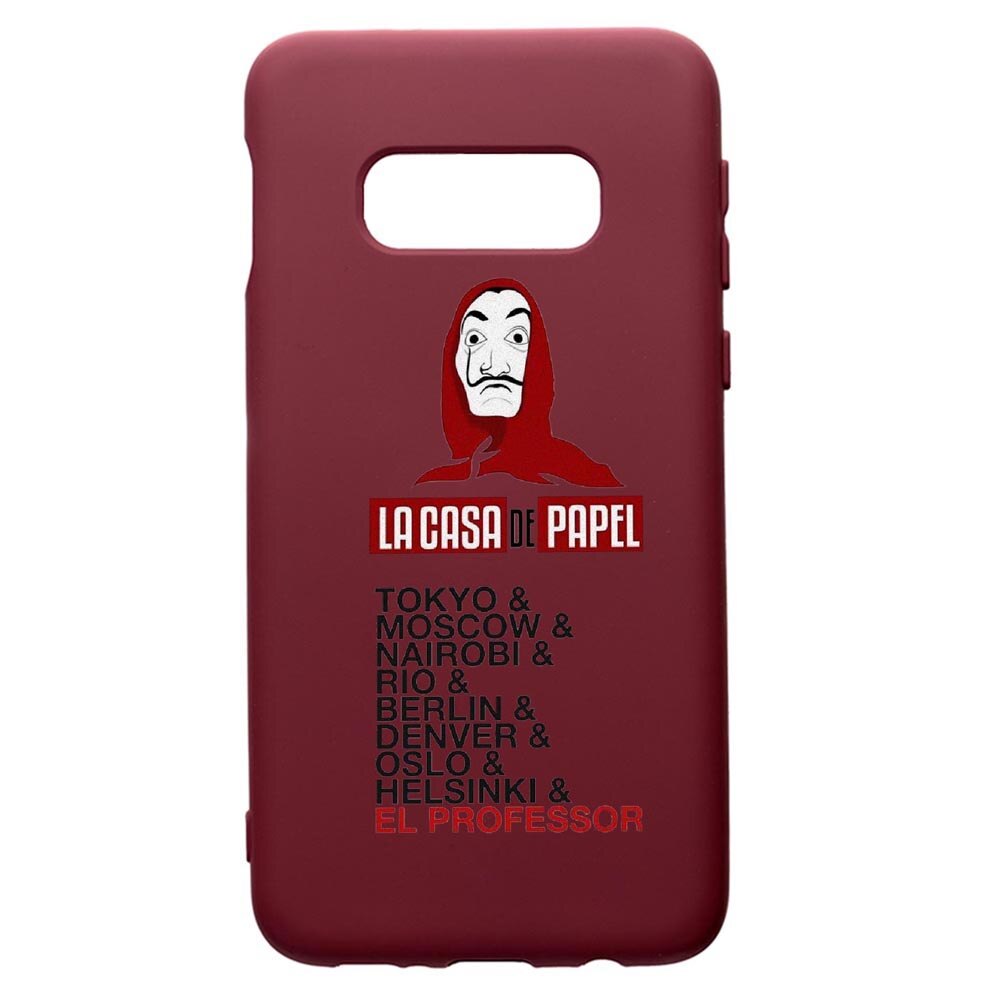 Husa Premium TPU compatibila cu Samsung Galaxy S8, La Casa De Papel, cu interiorul din material textil, protectie camera, Burgundy, PBR296