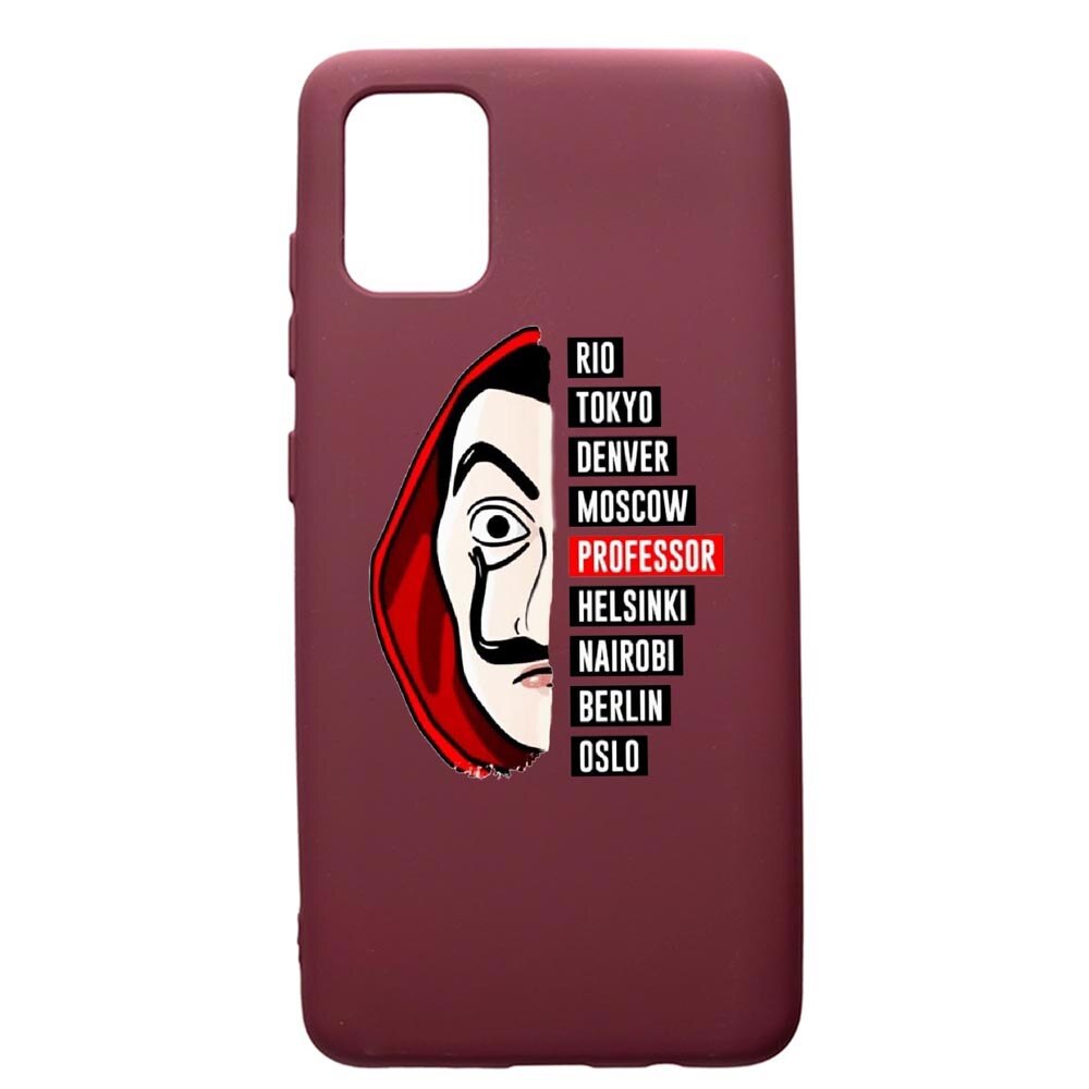 Husa Premium TPU compatibila cu Samsung Galaxy S20 Plus, La Casa De Papel, cu interiorul din material textil, protectie camera, Burgundy, PBR302
