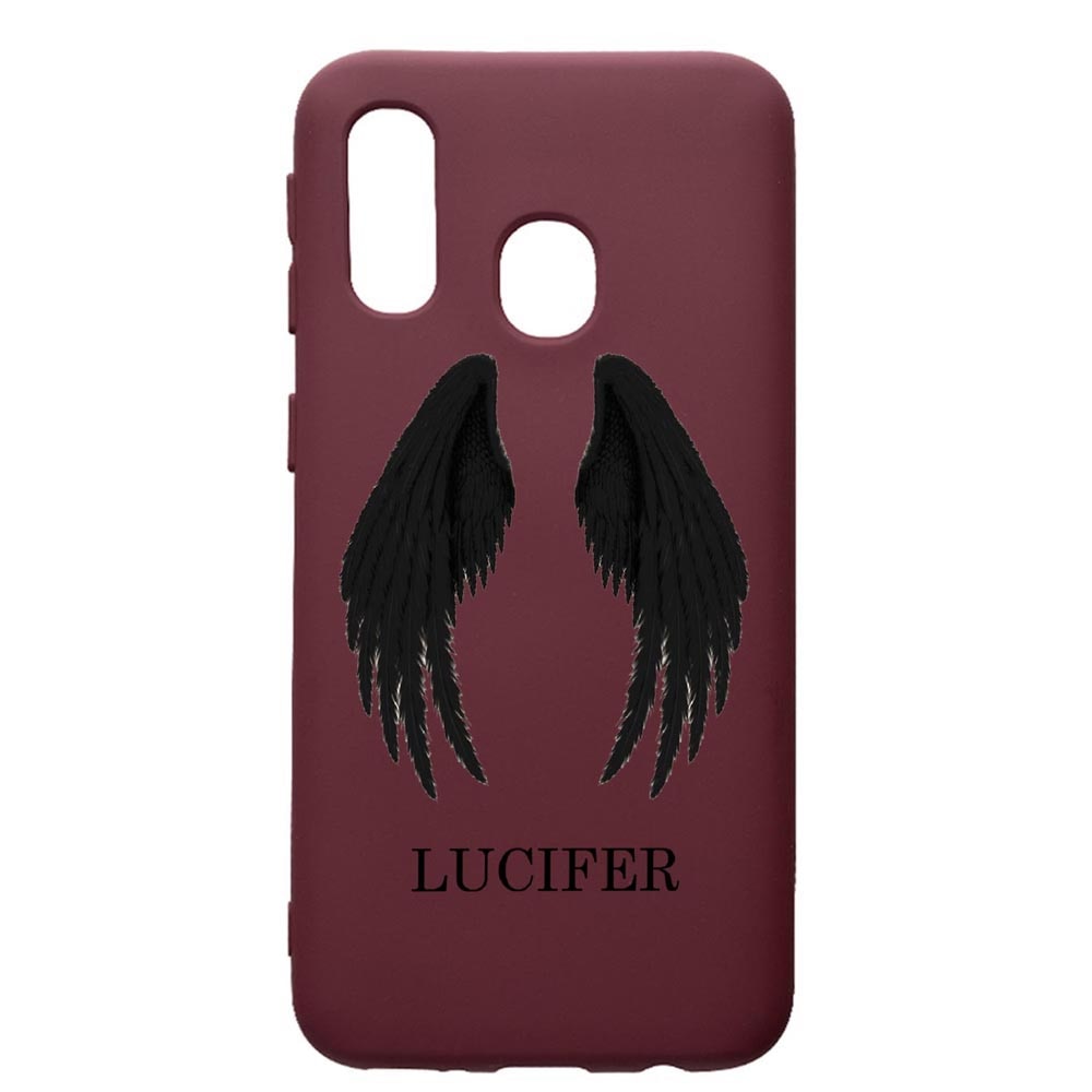 Husa Premium TPU compatibila cu Samsung Galaxy A40, Lucifer, cu interiorul din material textil, protectie camera, Burgundy, PBR298