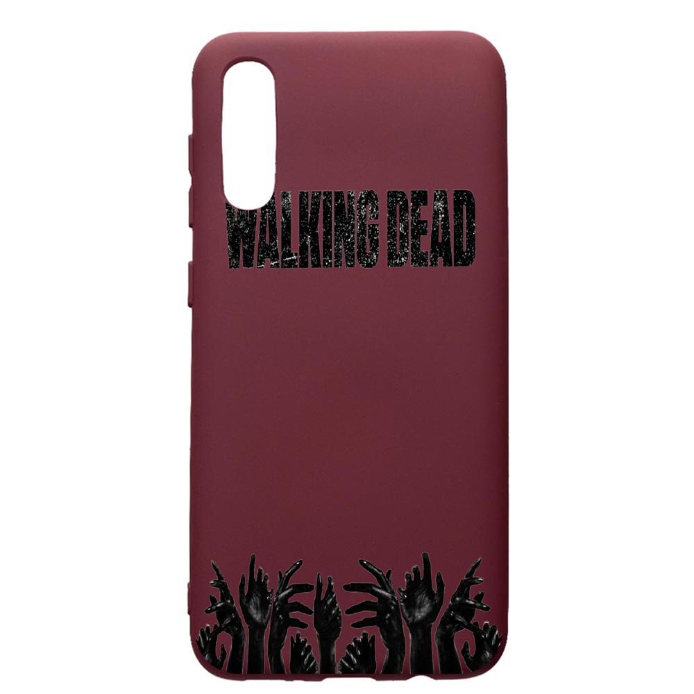 Husa Premium TPU compatibila cu Samsung Galaxy A30S, The Walking Dead, cu interiorul din material textil, protectie camera, Burgundy, PBR301