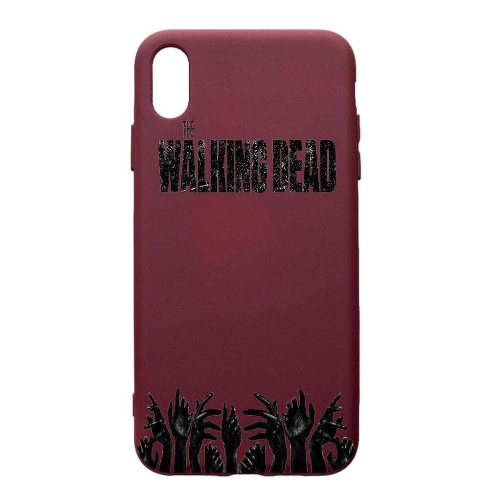 Husa Premium TPU compatibila cu Samsung Galaxy A10, The Walking Dead, cu interiorul din material textil, protectie camera, Burgundy, PBR301