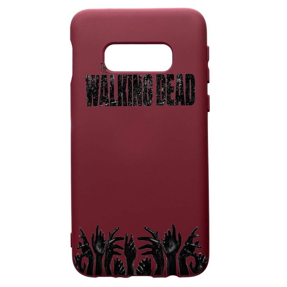Husa Premium TPU compatibila cu Samsung Galaxy S10E, The Walking Dead, cu interiorul din material textil, protectie camera, Burgundy, PBR301