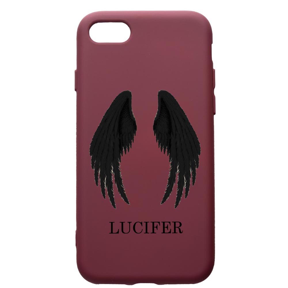 Husa Premium TPU compatibila cu Apple iPhone SE 2 / iPhone 8 / iPhone 7, Lucifer, cu interiorul din material textil, protectie camera, Burgundy, PBR298