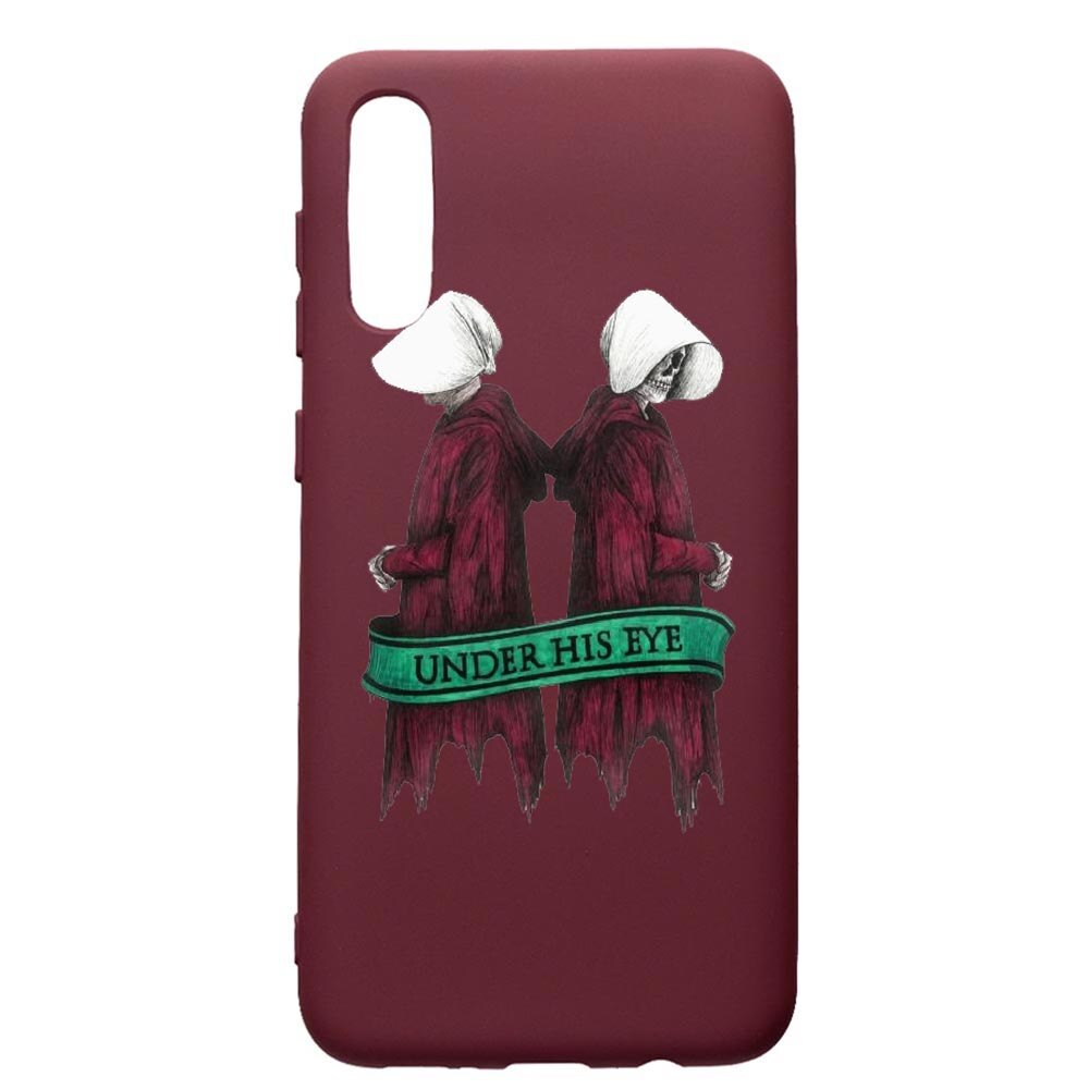 Husa Premium TPU compatibila cu Huawei Y6 2019, The Handmaid's Tale, cu interiorul din material textil, protectie camera, Burgundy, PBR291