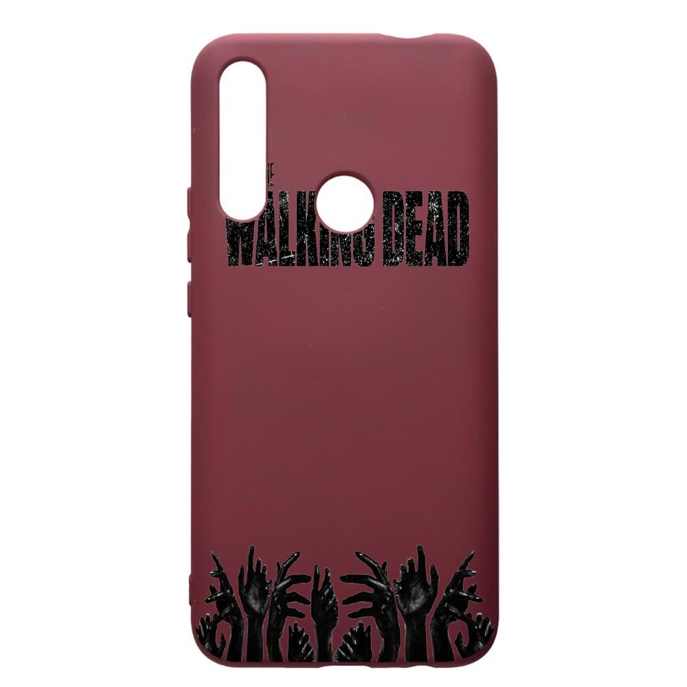 Husa Premium TPU compatibila cu Huawei P Smart Z, The Walking Dead, cu interiorul din material textil, protectie camera, Burgundy, PBR301
