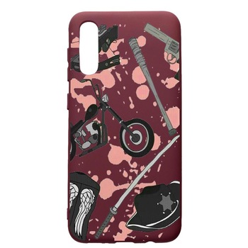 Husa Premium TPU compatibila cu Huawei Y6 2019, The Walking Dead, cu interiorul din material textil, protectie camera, Burgundy, PBR307 Husa Premium TPU compatibila cu Huawei Y6 2019, The Walking Dead, cu interiorul din material textil, protectie camera, Burgundy, PBR307