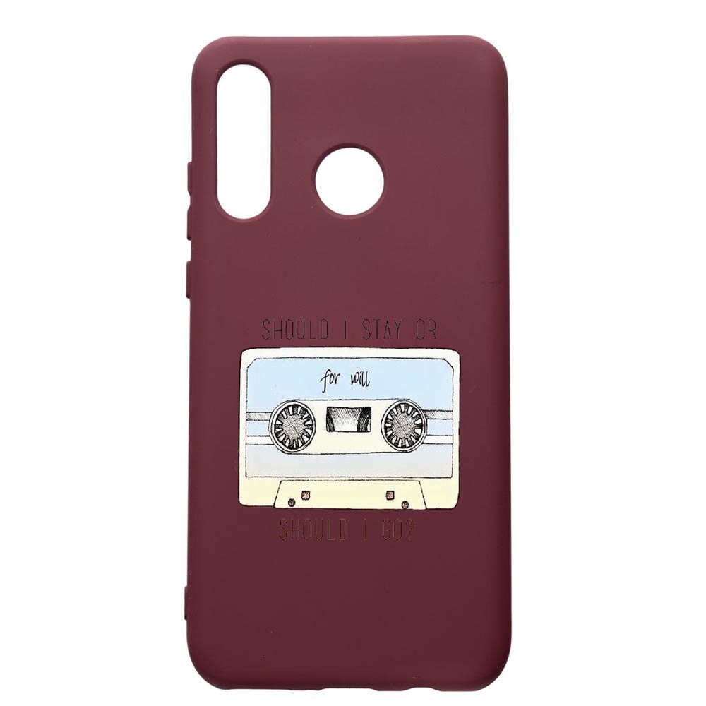 Husa Premium TPU compatibila cu Huawei P30 Lite, Stranger Things, cu interiorul din material textil, protectie camera, Burgundy, PBR305