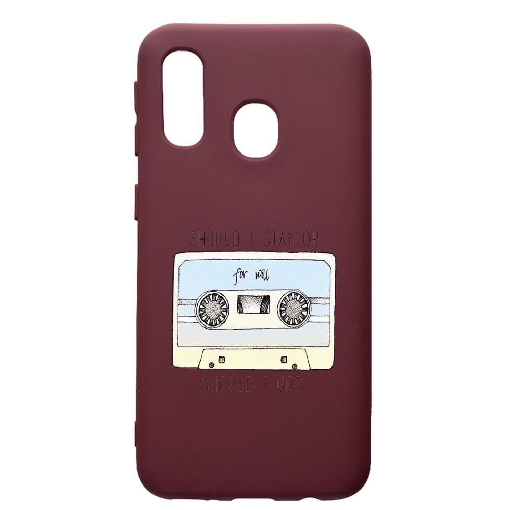 Husa Premium TPU compatibila cu Samsung Galaxy A20E, Stranger Things, cu interiorul din material textil, protectie camera, Burgundy, PBR305