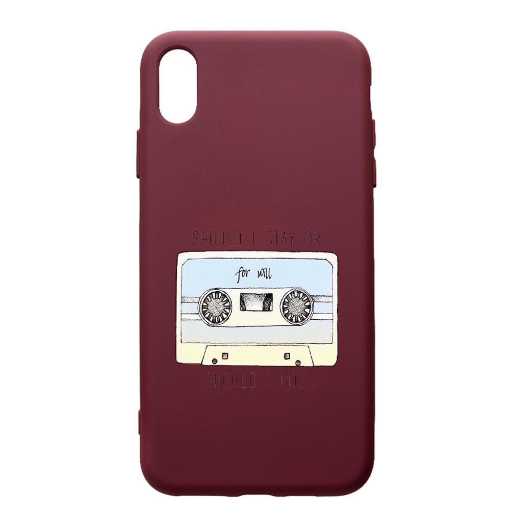 Husa Premium TPU compatibila cu Apple iPhone XS Max, Stranger Things, cu interiorul din material textil, protectie camera, Burgundy, PBR305