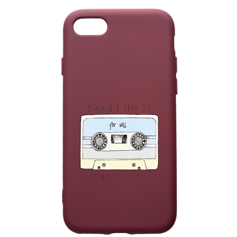Husa Premium TPU compatibila cu Apple iPhone SE 2 / iPhone 8 / iPhone 7, Stranger Things, cu interiorul din material textil, protectie camera, Burgundy, PBR305