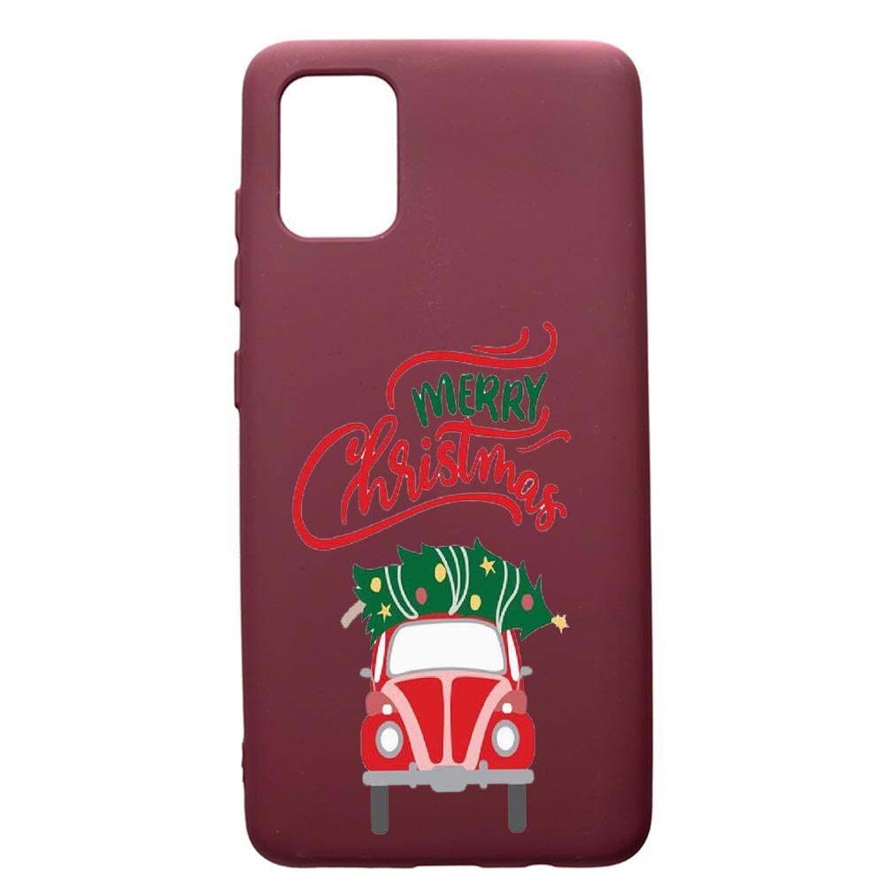 Husa Premium TPU compatibila cu Samsung Galaxy S20 Plus, Xmas, cu interiorul din material textil, protectie camera, Burgundy, PBR357