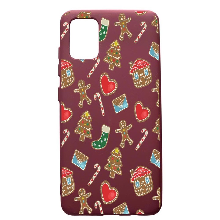 Husa Premium TPU compatibila cu Apple iPhone 12 Pro Max, Sweets, cu interiorul din material textil, protectie camera, Burgundy, PBR353