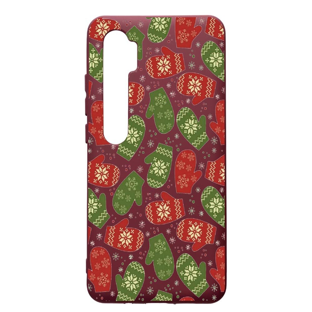 Husa Premium TPU compatibila cu Xioami Mi Note 10, Winter, cu interiorul din material textil, protectie camera, Burgundy, PBR352