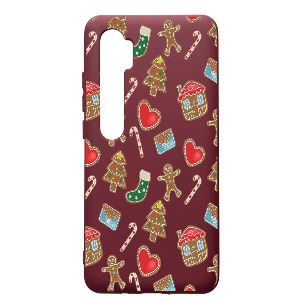 Husa Premium TPU compatibila cu Xioami Mi Note 10, Sweets, cu interiorul din material textil, protectie camera, Burgundy, PBR353