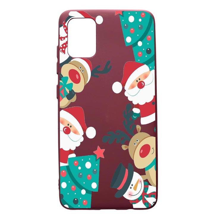 Калъф Premium TPU, съвместим с Apple iPhone 11 Pro Max, Коледа, с текстилен интериор, защита на камерата, бордо, PBR338