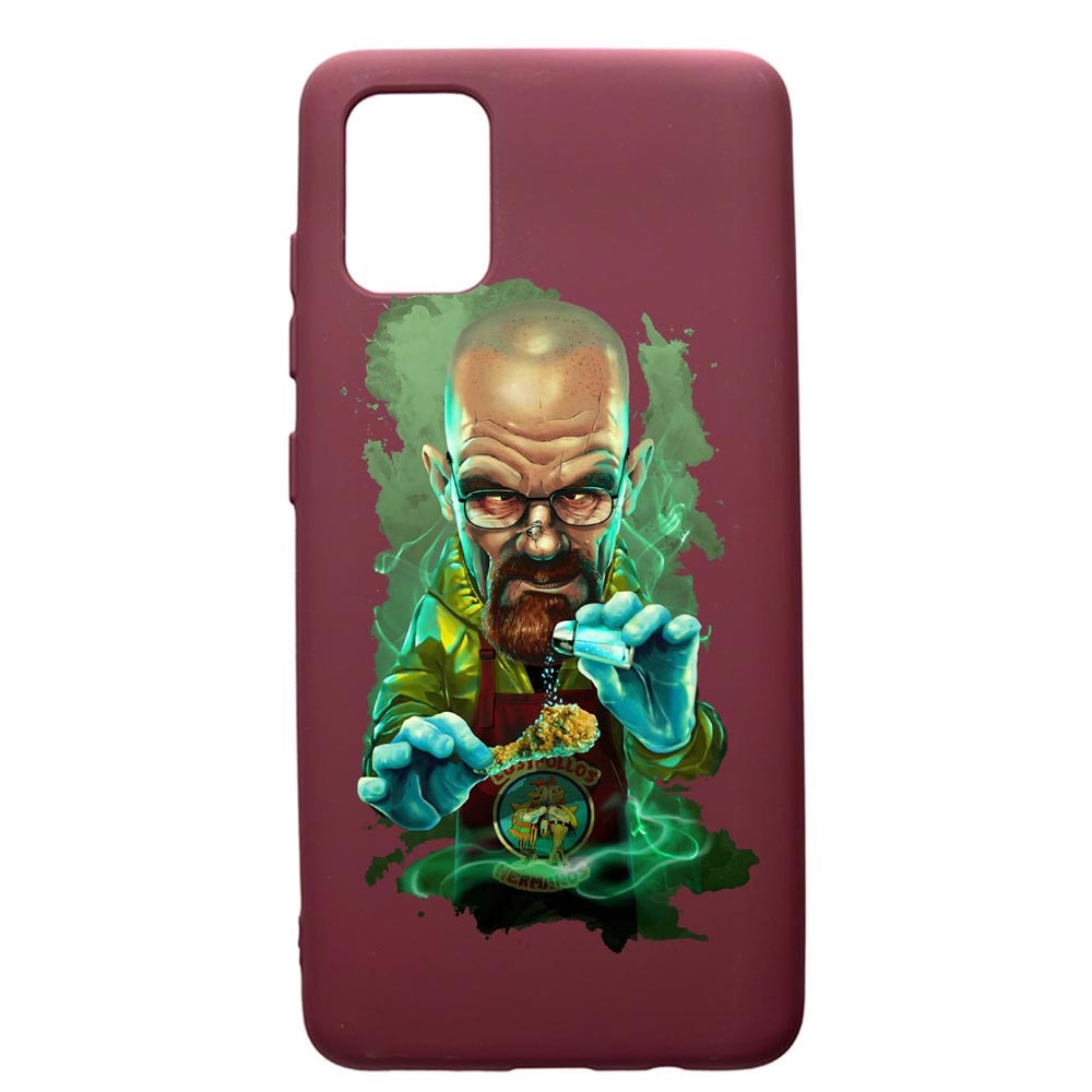 Husa Premium TPU compatibila cu Samsung Galaxy A51, Breaking Bad, cu interiorul din material textil, protectie camera, Burgundy, PBR367