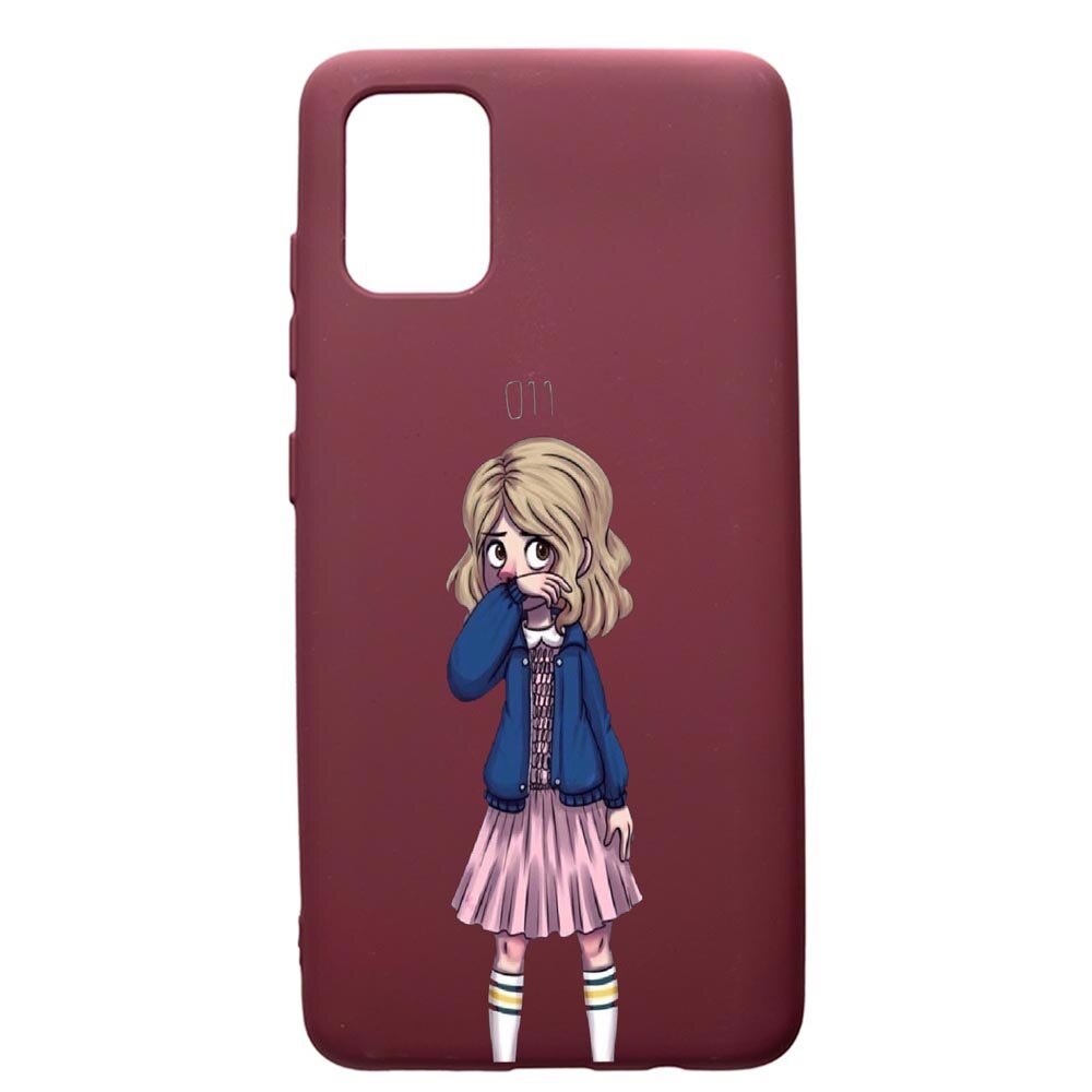 Husa Premium TPU compatibila cu Samsung Galaxy A51, Stranger Things, cu interiorul din material textil, protectie camera, Burgundy, PBR371