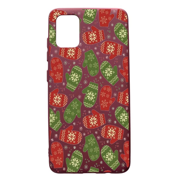 Husa Premium TPU compatibila cu Apple iPhone 12 Pro Max, Winter, cu interiorul din material textil, protectie camera, Burgundy, PBR352