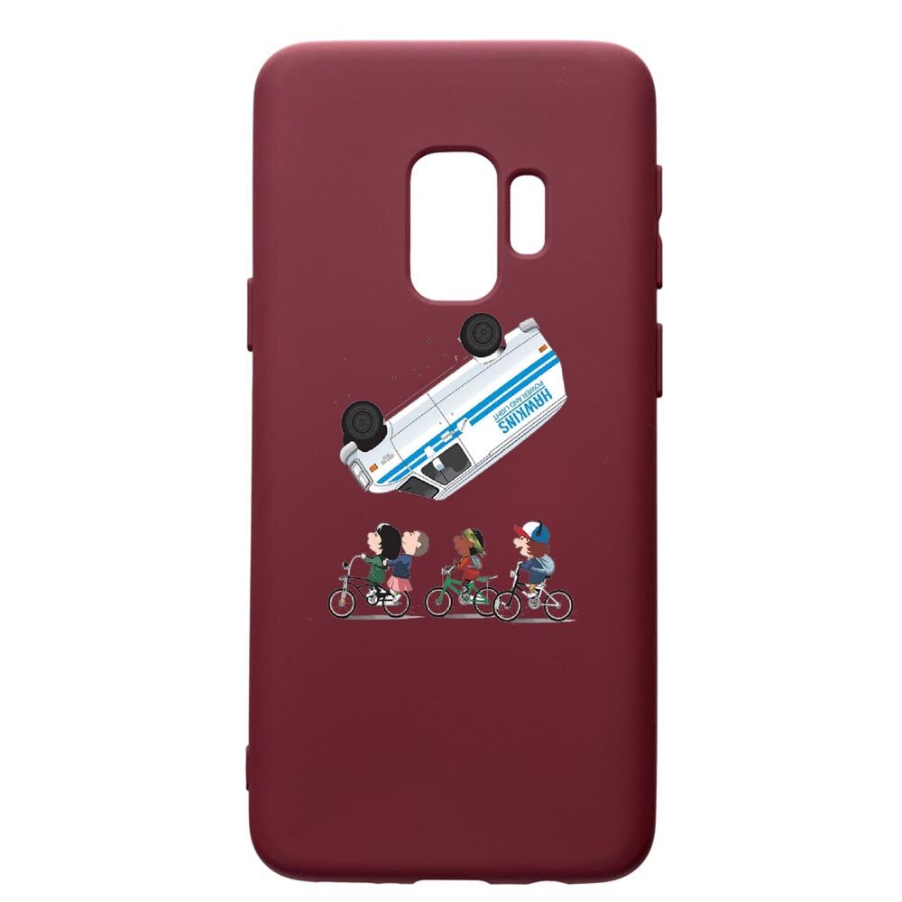 Husa Premium TPU compatibila cu Samsung Galaxy S9, Stranger Things, cu interiorul din material textil, protectie camera, Burgundy, PBR370