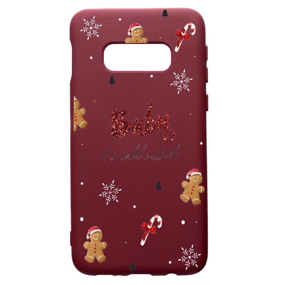 Husa Premium TPU compatibila cu Samsung Galaxy S8, Xmas, cu interiorul din material textil, protectie camera, Burgundy, PBR319