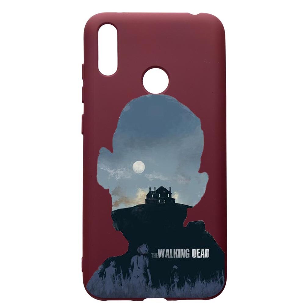 Husa Premium TPU compatibila cu Huawei Y7 2019, The Walking Dead, cu interiorul din material textil, protectie camera, Burgundy, PBR303