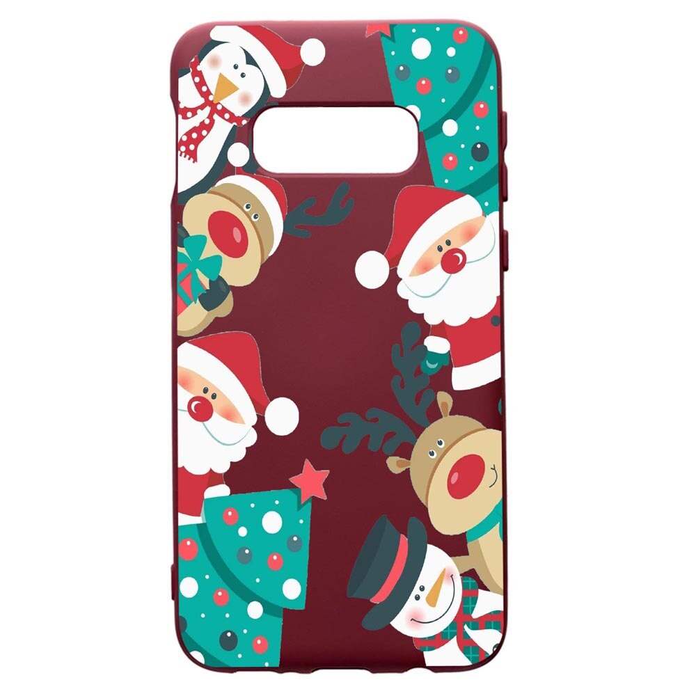 Husa Premium TPU compatibila cu Samsung Galaxy S8, Xmas, cu interiorul din material textil, protectie camera, Burgundy, PBR338