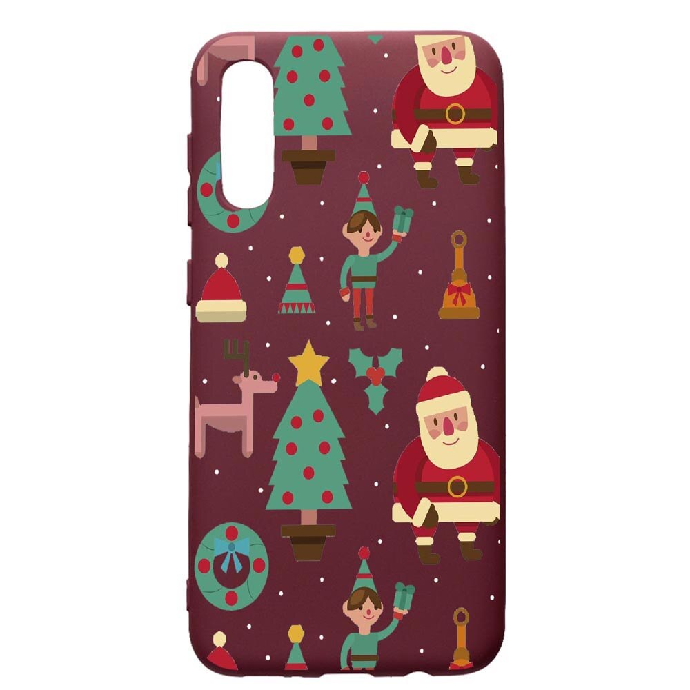 Husa Premium TPU compatibila cu Samsung Galaxy A30S, Xmas, cu interiorul din material textil, protectie camera, Burgundy, PBR320