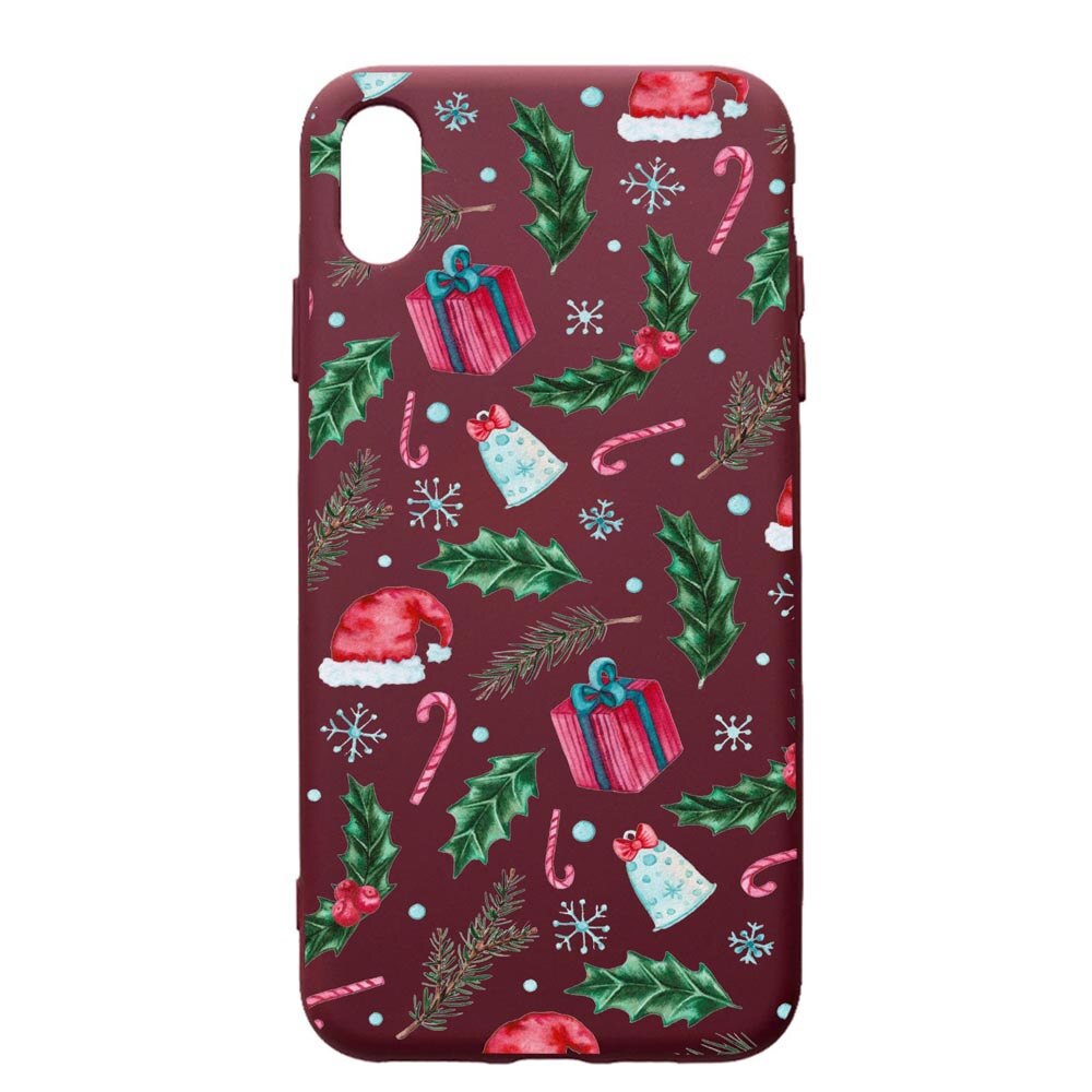 Husa Premium TPU compatibila cu Samsung Galaxy A10, Xmas, cu interiorul din material textil, protectie camera, Burgundy, PBR314