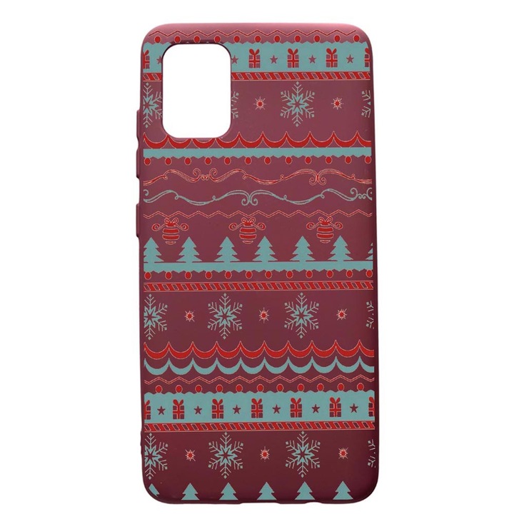 Калъф Premium TPU, съвместим с Apple iPhone 11 Pro Max, Коледа, с текстилен интериор, защита на камерата, бордо, PBR321