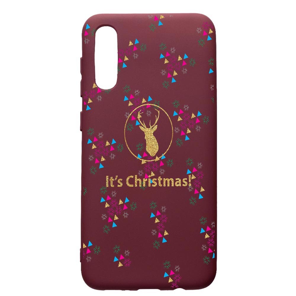Husa Premium TPU compatibila cu Huawei Y6 2019, Xmas, cu interiorul din material textil, protectie camera, Burgundy, PBR313