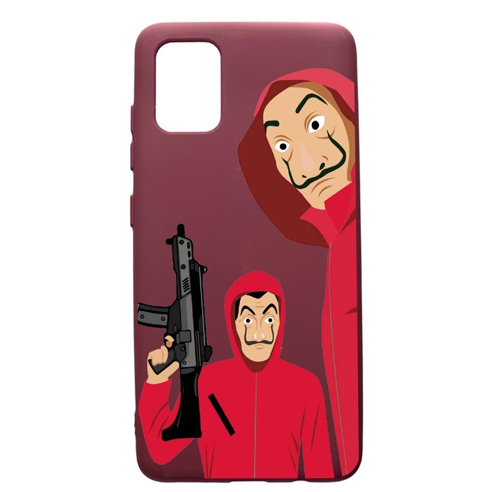 Husa Premium TPU compatibila cu Samsung Galaxy S20 Plus, La Casa De Papel, cu interiorul din material textil, protectie camera, Burgundy, PBR392