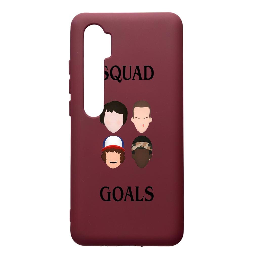 Husa Premium TPU compatibila cu Xioami Mi Note 10, Stranger Things, cu interiorul din material textil, protectie camera, Burgundy, PBR374