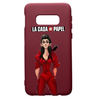 Husa Premium TPU compatibila cu Samsung Galaxy S8, La Casa De Papel - Nairobi, cu interiorul din material textil, protectie camera, Burgundy, PBR393 Husa Premium TPU compatibila cu Samsung Galaxy S8, La Casa De Papel - Nairobi, cu interiorul din material textil, protectie camera, Burgundy, PBR393