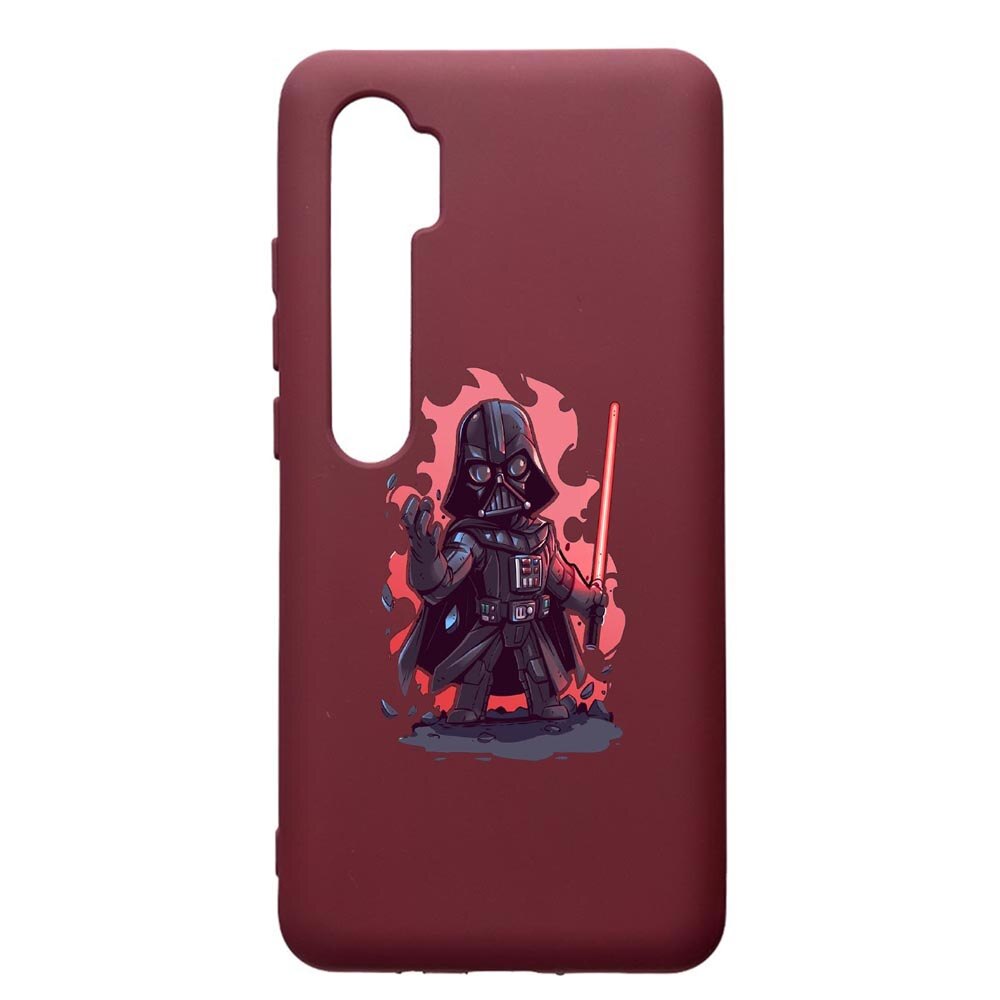 Husa Premium TPU compatibila cu Xioami Mi Note 10, Star Wars Darth Vader, cu interiorul din material textil, protectie camera, Burgundy, PBR402