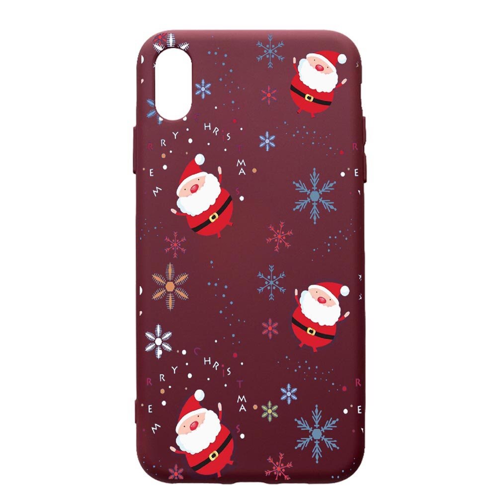 Husa Premium TPU compatibila cu Apple iPhone XS Max, Xmas, cu interiorul din material textil, protectie camera, Burgundy, PBR308