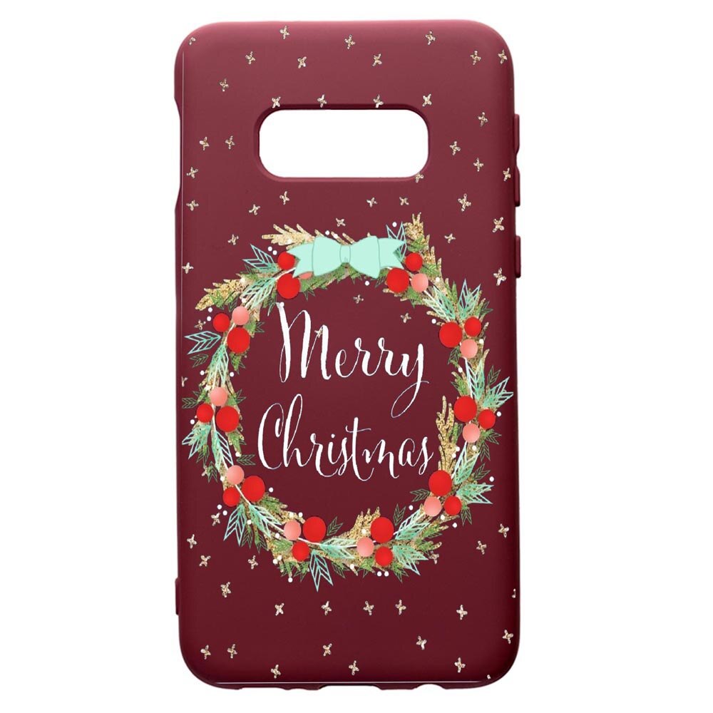 Husa Premium TPU compatibila cu Samsung Galaxy S8, Xmas, cu interiorul din material textil, protectie camera, Burgundy, PBR312