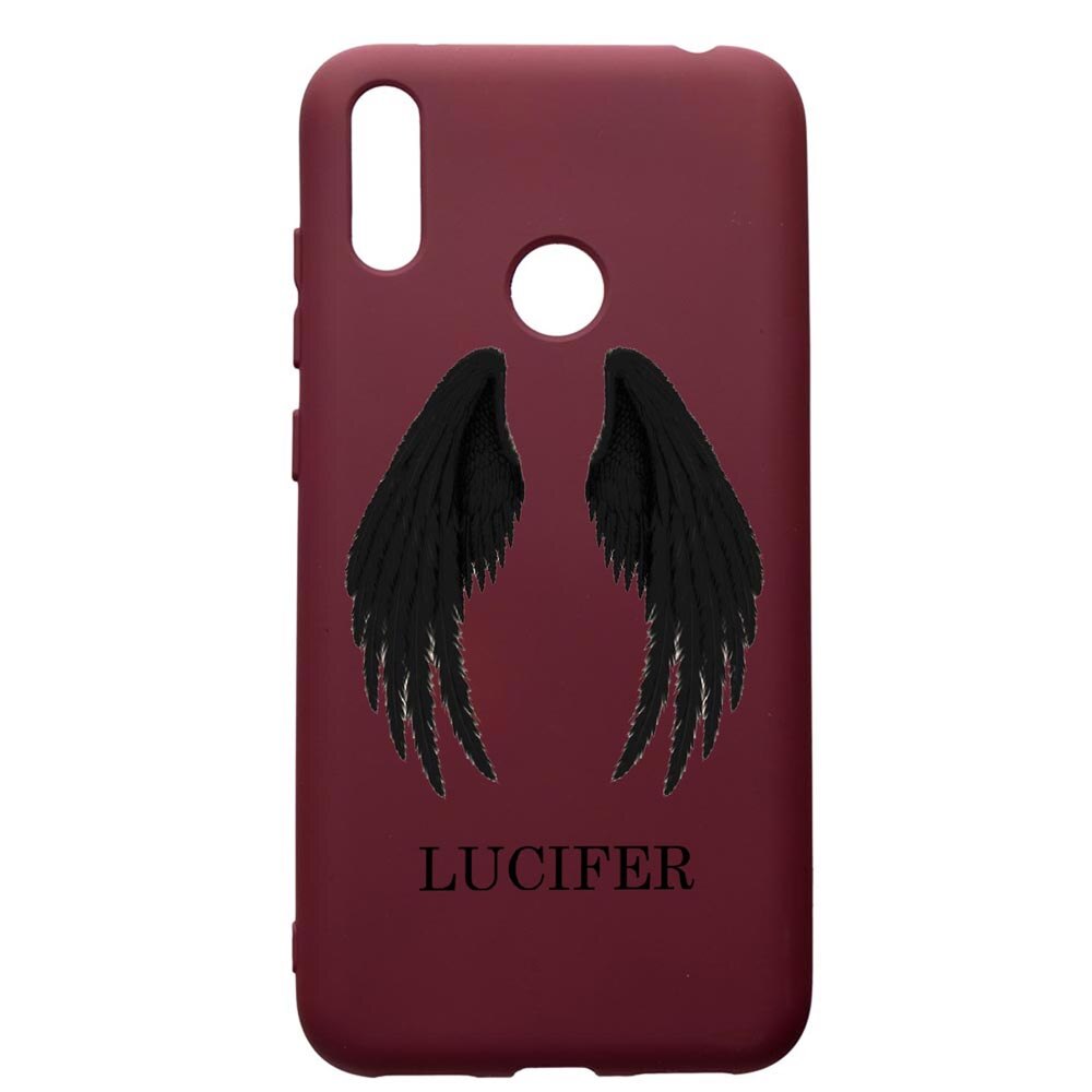Husa Premium TPU compatibila cu Huawei Y7 2019, Lucifer, cu interiorul din material textil, protectie camera, Burgundy, PBR298