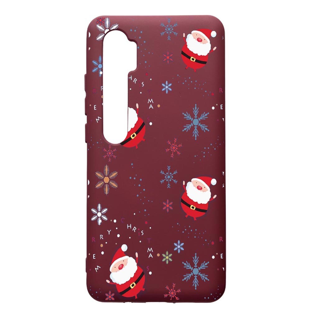 Husa Premium TPU compatibila cu Xioami Mi Note 10, Xmas, cu interiorul din material textil, protectie camera, Burgundy, PBR308