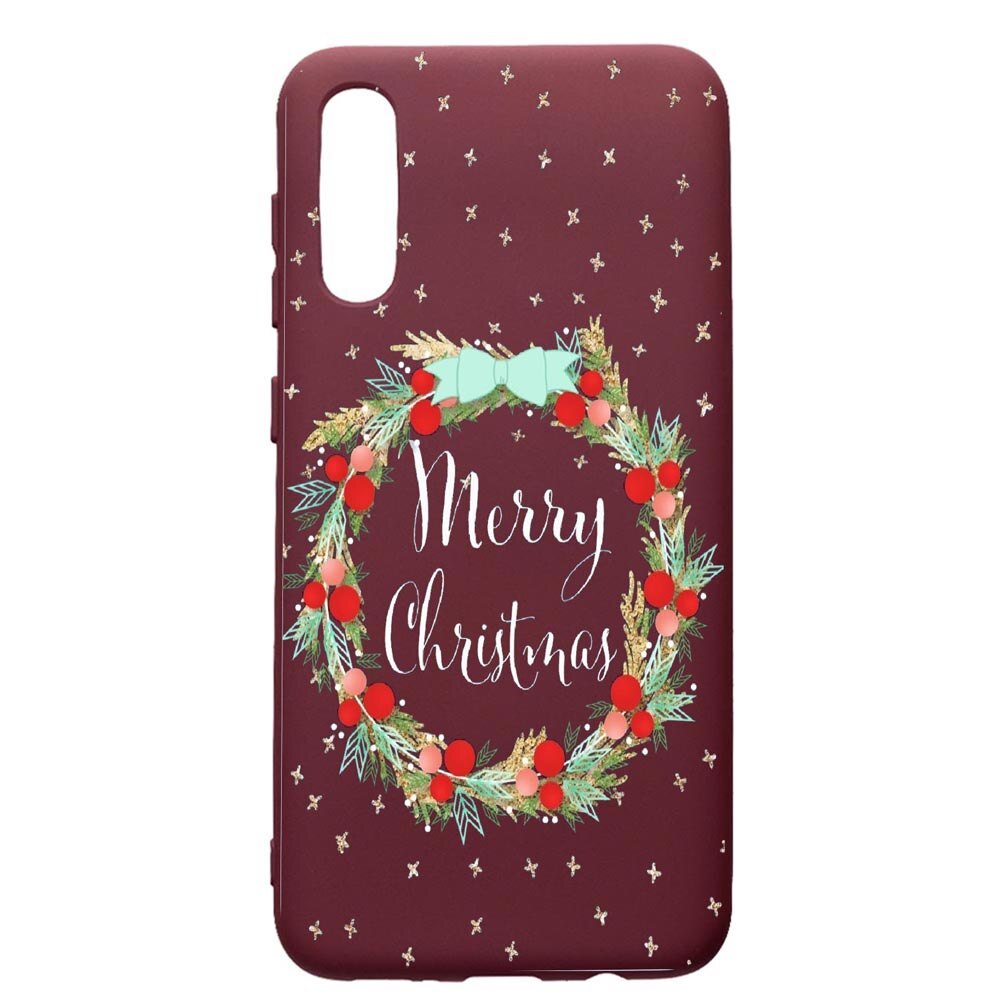 Husa Premium TPU compatibila cu Samsung Galaxy A30S, Xmas, cu interiorul din material textil, protectie camera, Burgundy, PBR312